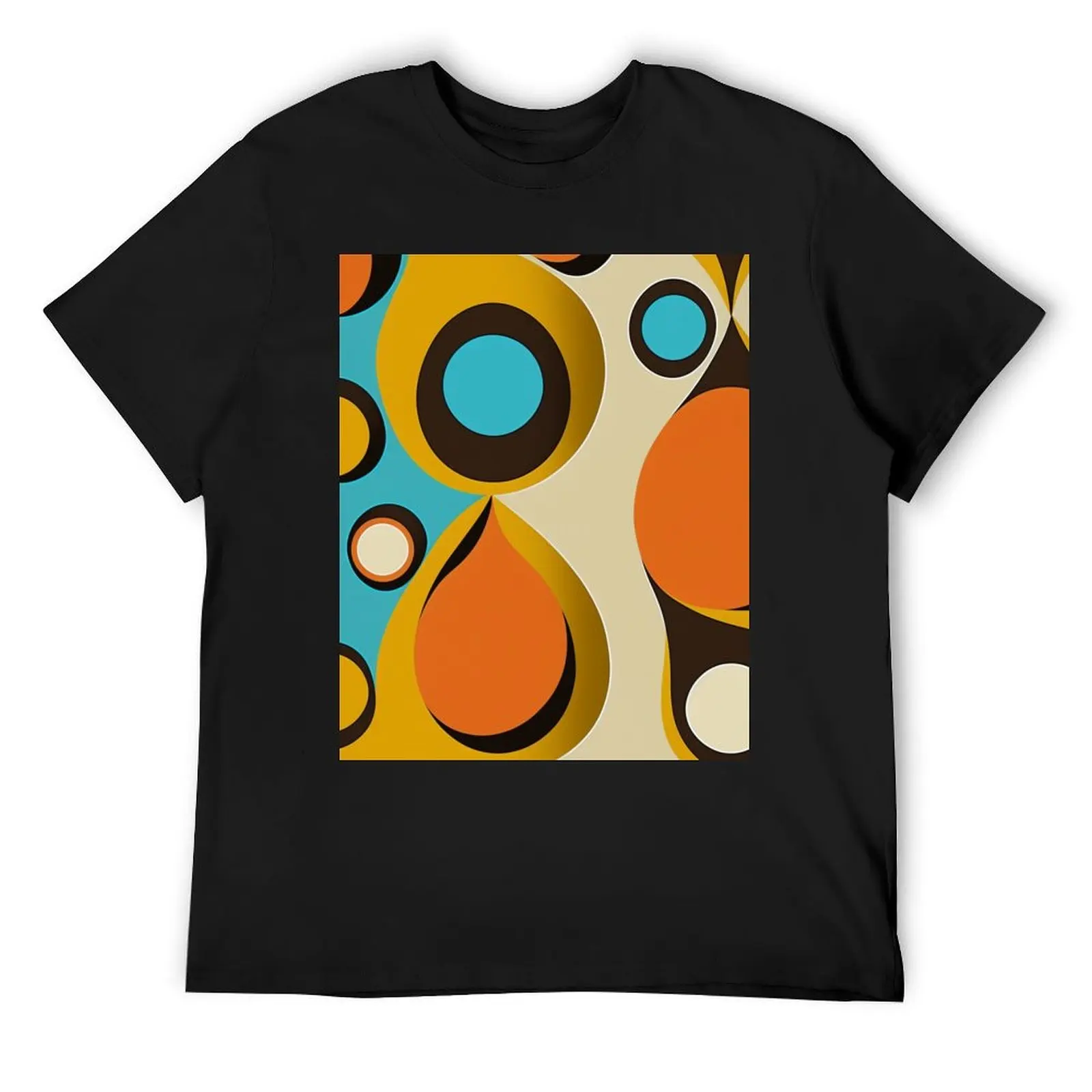 Retro Sixties Mod Flowers (blue, brown, orange) T-Shirt blacks Short sleeve tee black t shirts for men