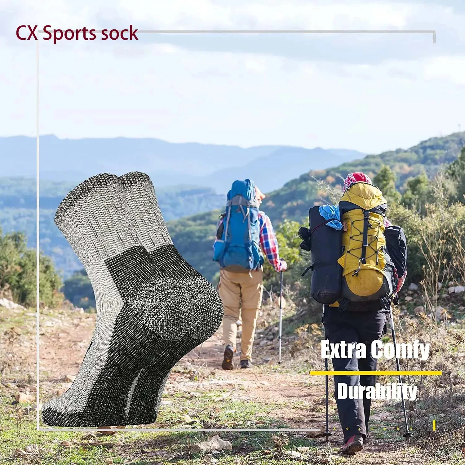 4 Pairs Merino Wool Socks Thicken Warm Hiking Cushion Crew Socks For Men Women Wool Sports Socks Moisture Wicking Euro Size