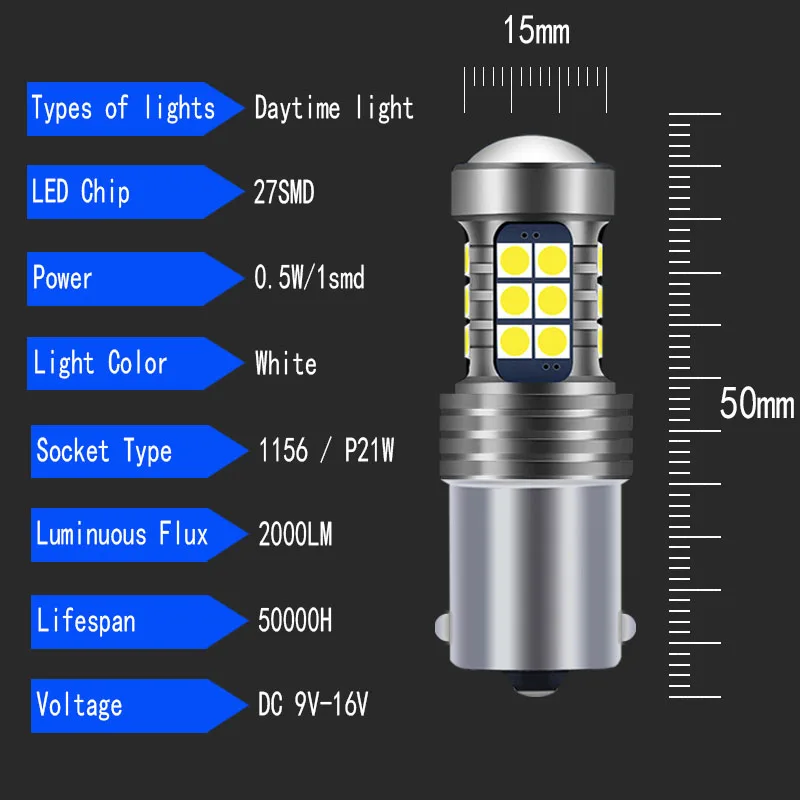 2PCS P21W 1156 Canbus Errore di Trasporto LED Daytime Corsa E Jogging Lampadine DRL Della Lampada Per 2004 2005 2006 2007 2008 Audi A3 8P A4 B7 A6