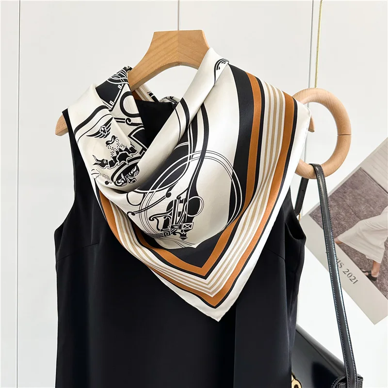 Mulberry Silk Twill Scarf Women Square Herm Rolled edges Bandanas Tops Accessories Square Head Neck Shawls Decoration 90cm*90cm