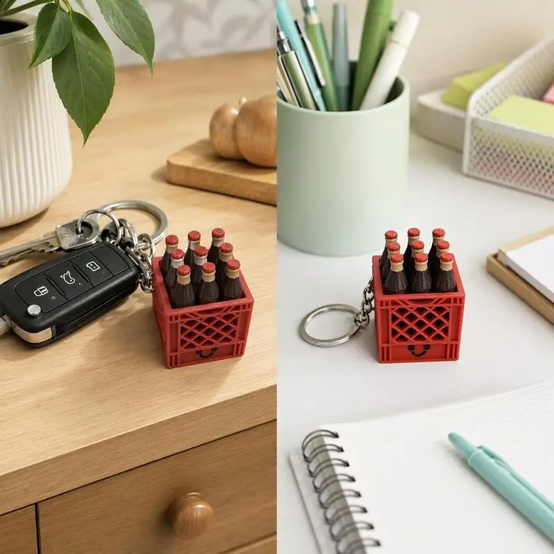 3D Printed Soda Can Keychain Realistic Lovely Squeeze Pendant Durable Backpack Ornament for Primary School Kids Bag