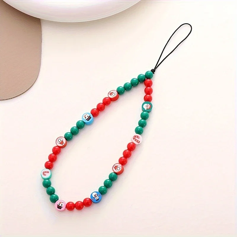 

Christmas Series Mobile Phone Chain Lanyard New Jewelry for Women Simple Santa Claus Beaded Non-slip Telephone Case Rope