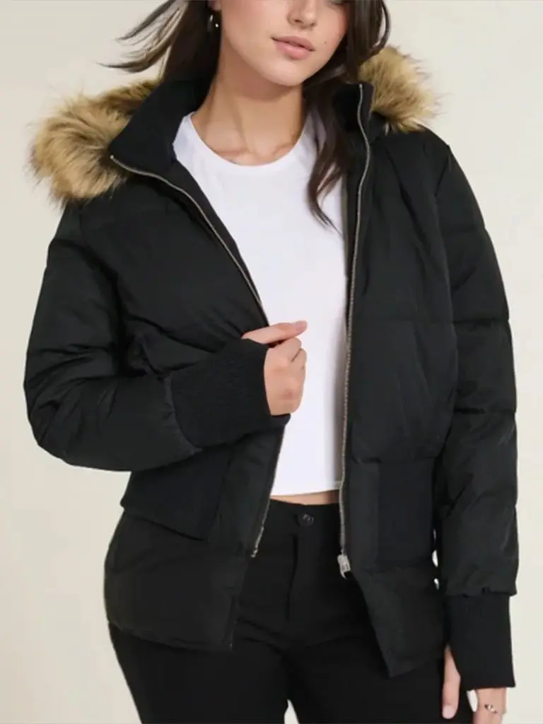 

2026, осенне-зимние женские короткие парки с капюшоном в стиле ретро в стиле хип-хоп, пальто, женские утепленные куртки на молнии с меховым воротником