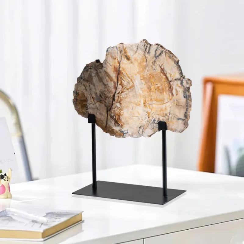 Light luxury modern imitation wood fossil ornaments Sales office Living room Study bookcase Bogu shelf Soft decoration jewelry