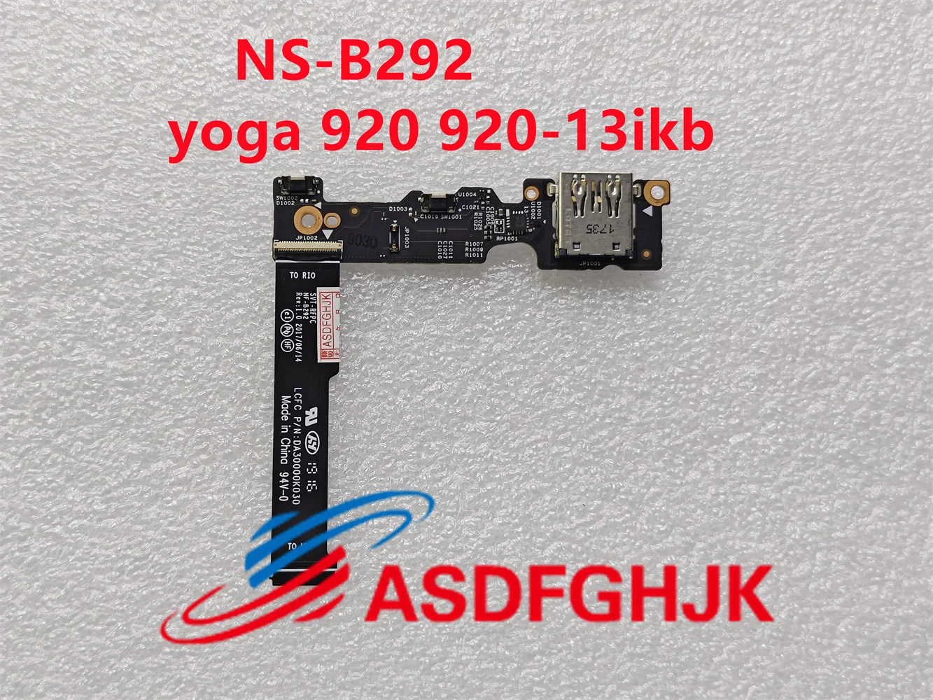 สำหรับ Lenovo 920-13IKB โยคะแล็ปท็อปสวิตช์ไฟปุ่ม USB IO BOARD สาย DYG60 DA3000K020 NS-B291 NF-B292 100% ทดสอบจัดส่งเร็ว