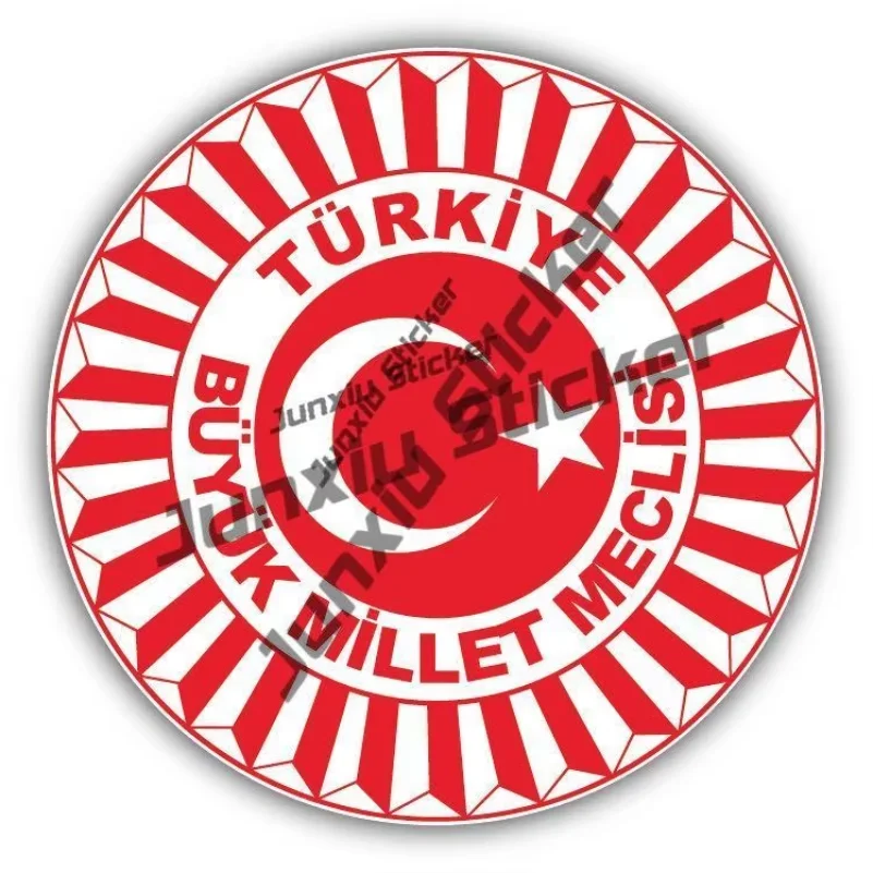 

Turkey Sticker Coat of Arms of Turkey Turks Flag Round Outline Seal Decal for Car SUV Bumper Pickup Camper Waterproof Emblem