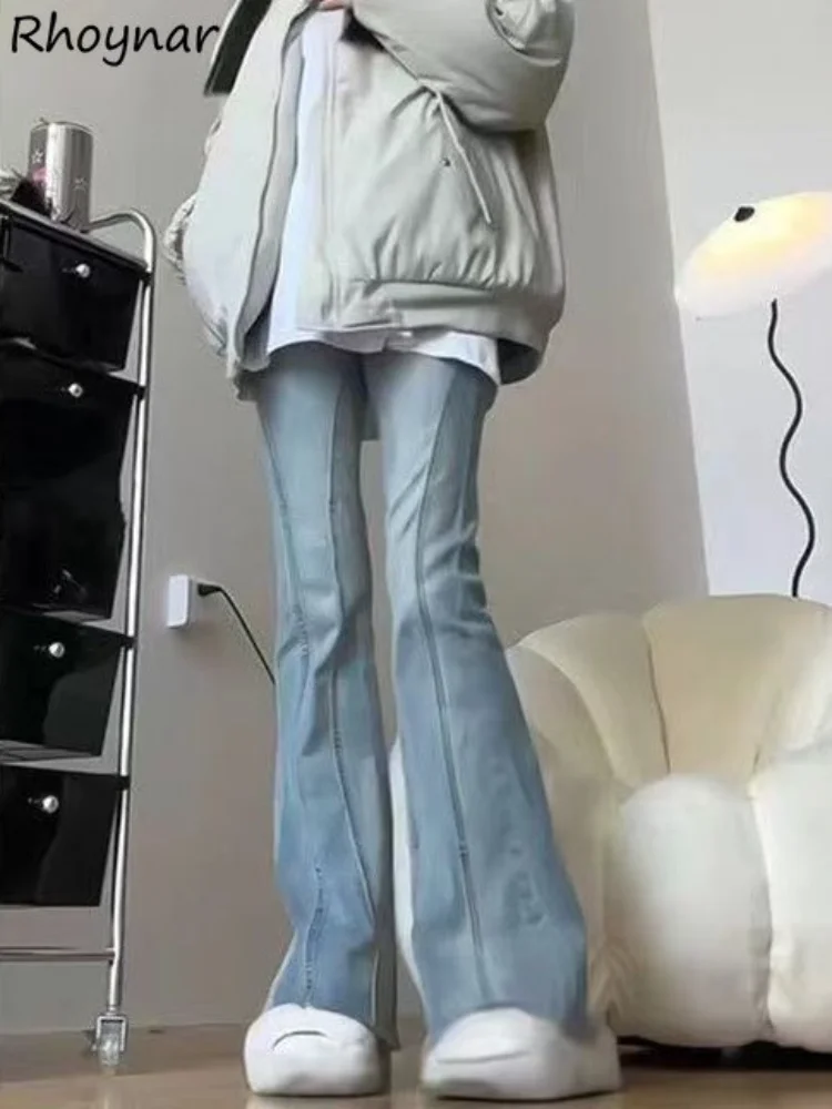 

Jeans Women Preppy Style Solid Harajuku Popular Denim Vintage Chic Full Length All-match Spring Casual Retro Tender Flare Bottom