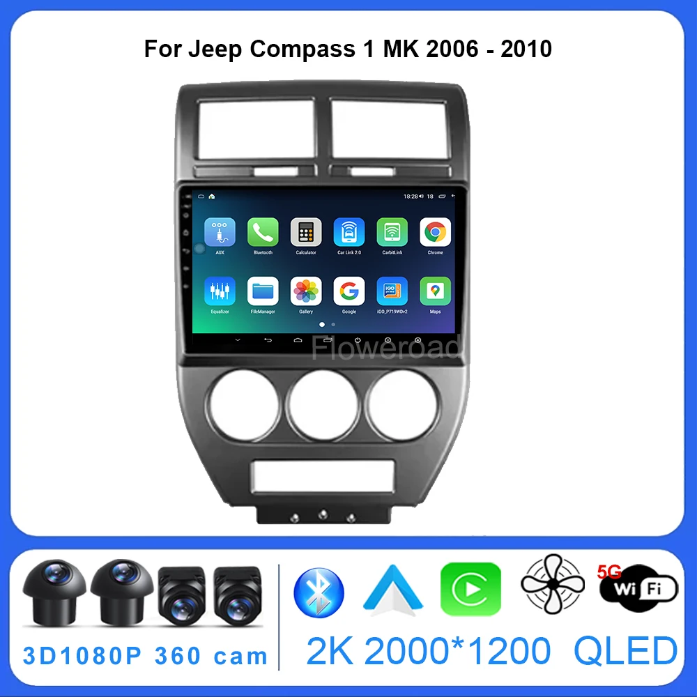 

Android13 FYT7862 For Jeep Compass 1 MK 2006-2010 Car Radio Multimedia stereo GPS Video Carplay Player Auto 5GWiF BT5.0