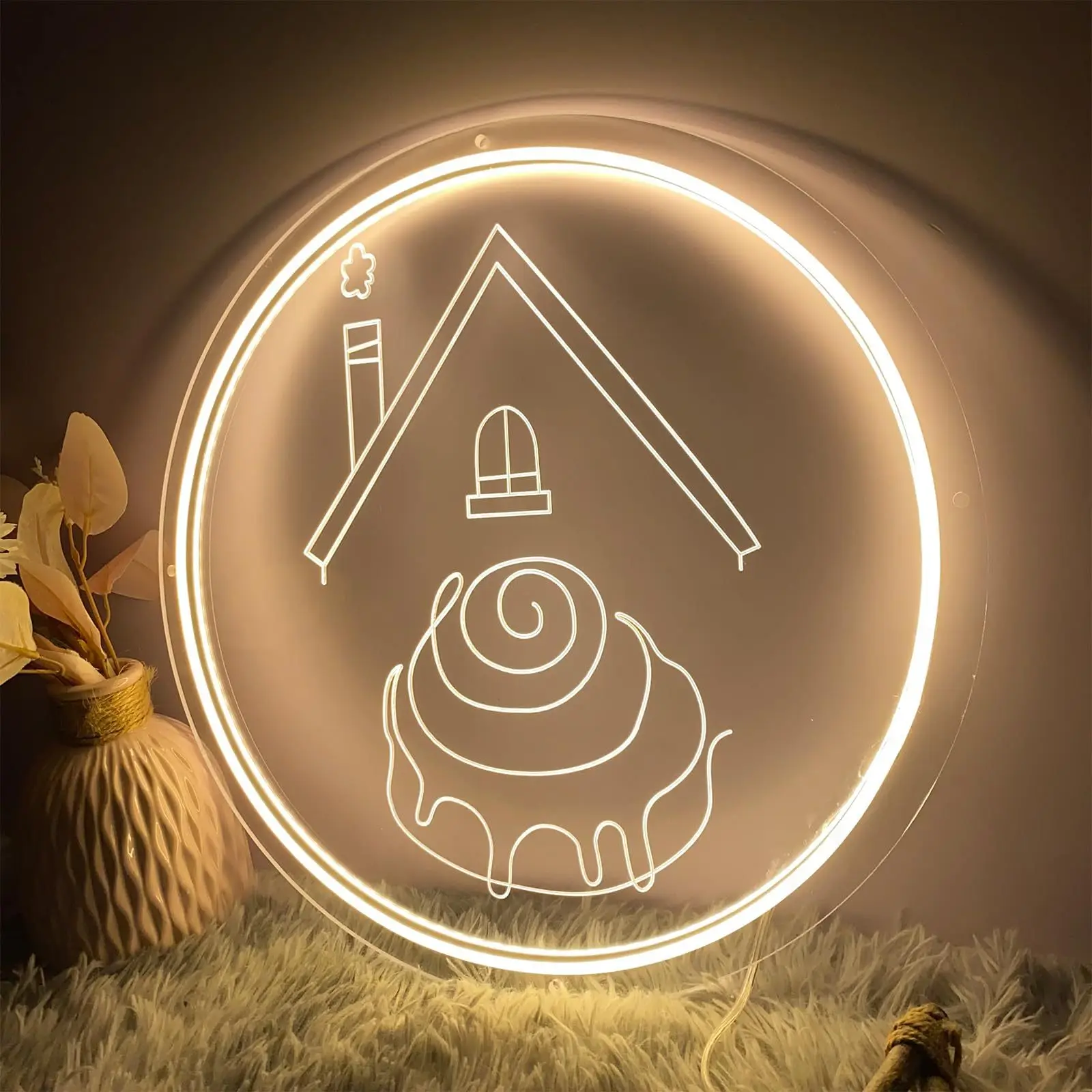 Cake LED Neon - Engraved Acrylic Design, USB Powered Dimmable LED Neon, Suitable for Bakeries, Cafes, Party Wall Art