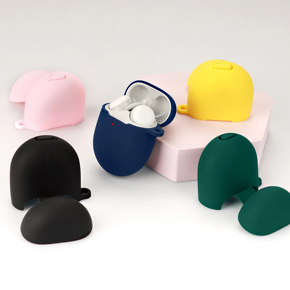 حافظة لهاتف جوجل بيكسل براعم A-Series ملحقات سماعة صندوق شحن غطاء لهاتف بيكسل براعم برو غطاء من البولي يوريثان مع خطاف ضد الضياع