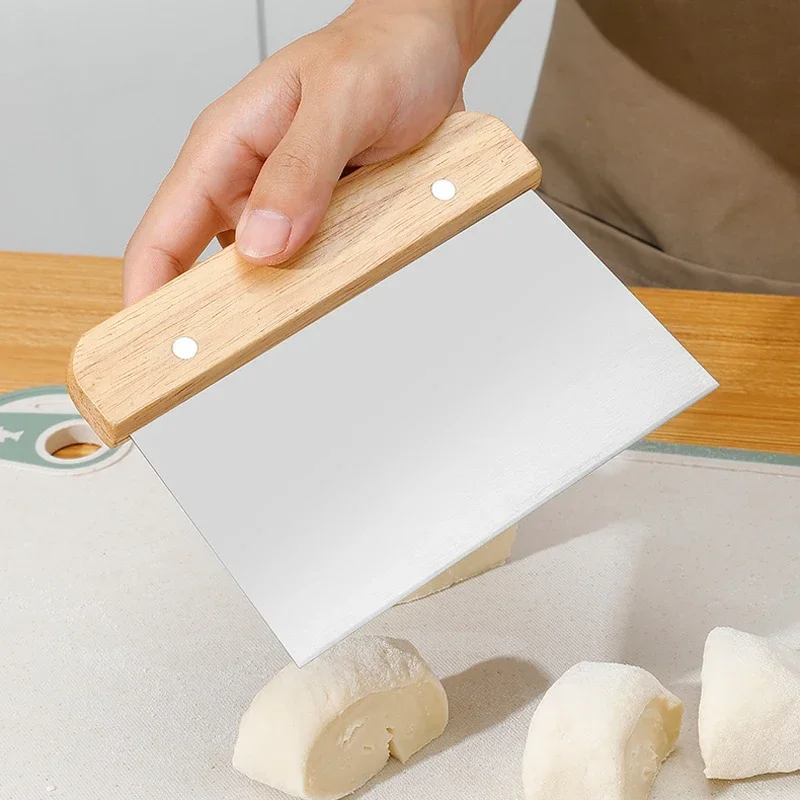 سكين تقطيع من الفولاذ المقاوم للصدأ، قطاعة عجينة الخبز والبيتزا، مكشطة كعكة الكريمة شبه المنحرفة، أداة القطع، أداة المطبخ #2