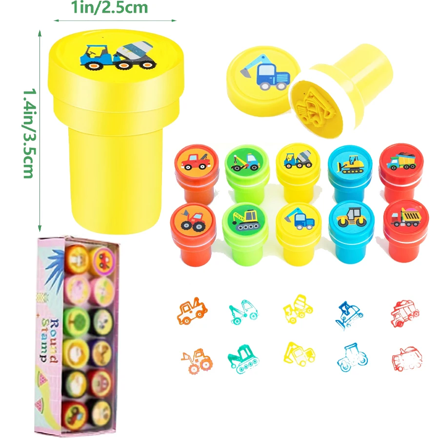 

10/20/30pcs Kids Engineering Truck Stamp birthday Theme Party Gifts Class Awards Student Reward Seals Truck Stamp Collection