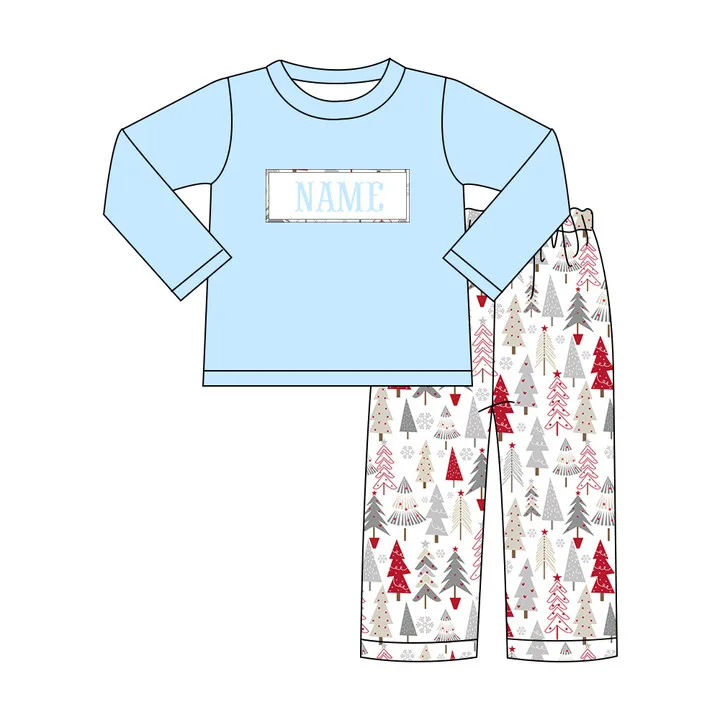 Ropa Baby Girl And Baby Boy New Cotton Customizable Name Styles Presale Models Christmas Tree Printing Romper Sets Clothes