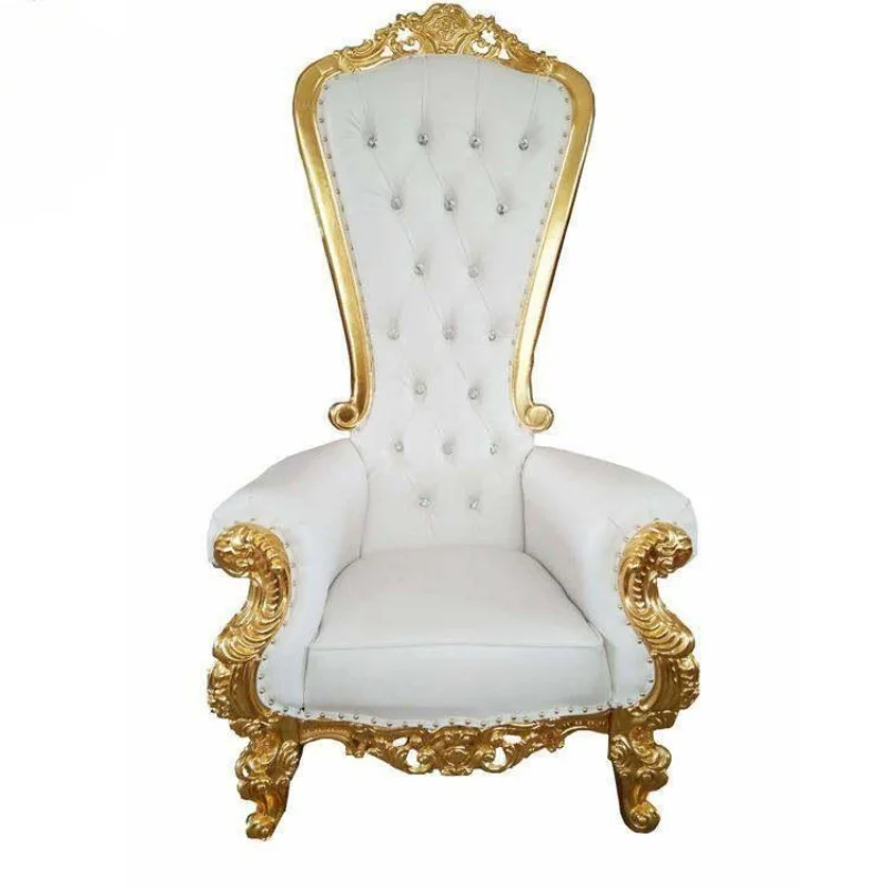 King and queen high back cheaper gold throne chairs royal luxury wedding chair for groom and brid