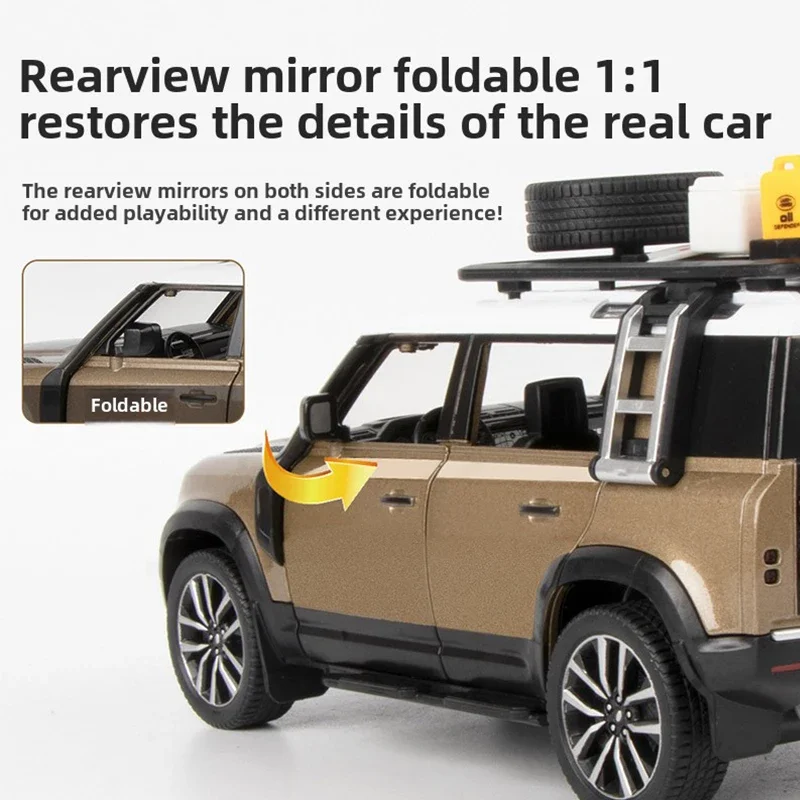 [CubeFun] 1:24 Land Rover nuevo guardia-modelo de coche de aleación para exteriores sonido y luz coche de juguete extraíble colección de regalos para niños