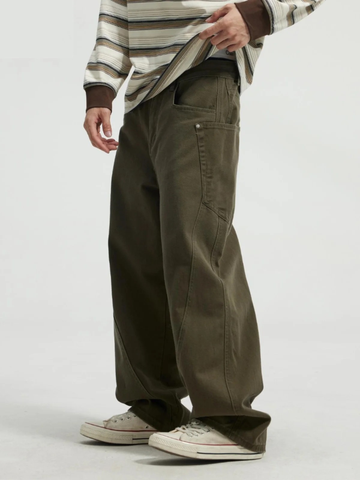 American Retro Men's Workwear Jeans High Street Trend Straight Casual Pants Merald Design Comfortable Loose Fit Long Trousers