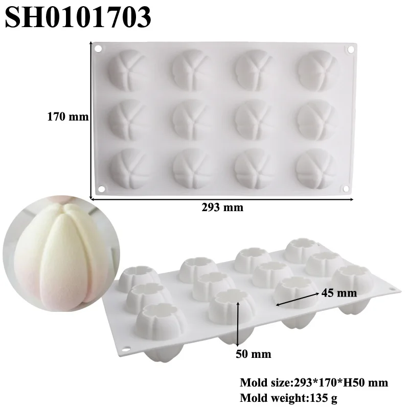 12 Lotus Bud Mousse Cake Silicone Mold Tulip French Pastry Baking Mold