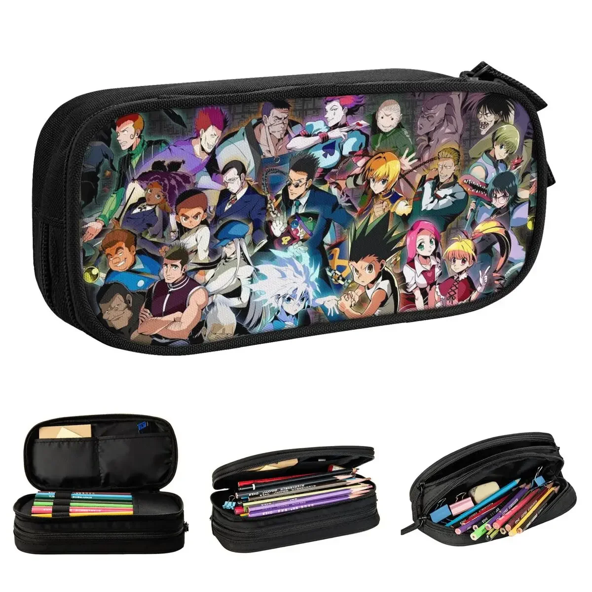 

Hunters Anime Pencil Cases Alluka Killua Kurapika Gon Morow Hisoka Pen Box Bags Kids School Supplies Zipper Pencil Pouch