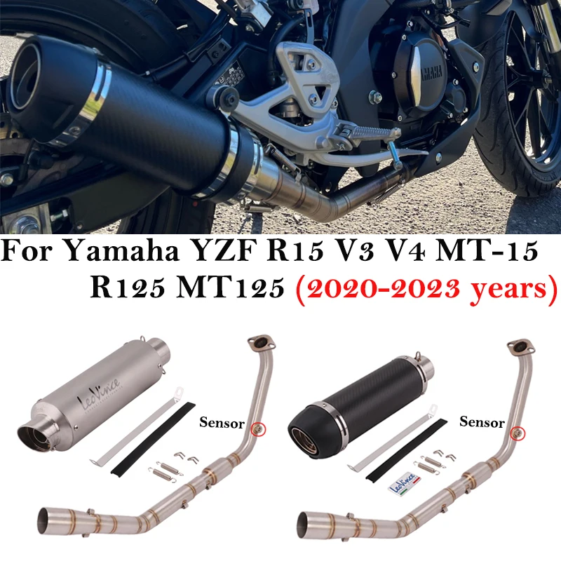 Full Systems For Yamaha YZF R15 V3 V4 R125 MT125 2020 - 2023 Motorcycle Exhaust Escape Modified Front Link Pipe Muffler Carbon