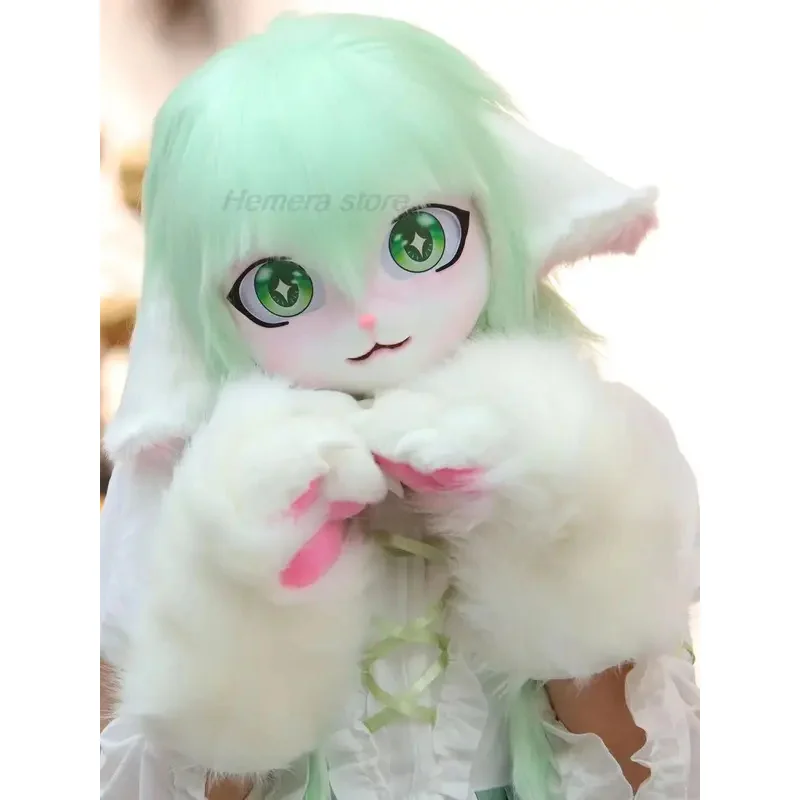 ليلي 123Fursuit Kigurumi فروي تأثيري دمية الأرنب القط ازياء رؤساء يمكن ارتداؤها كيغ سماعات تكلفة الحيوان