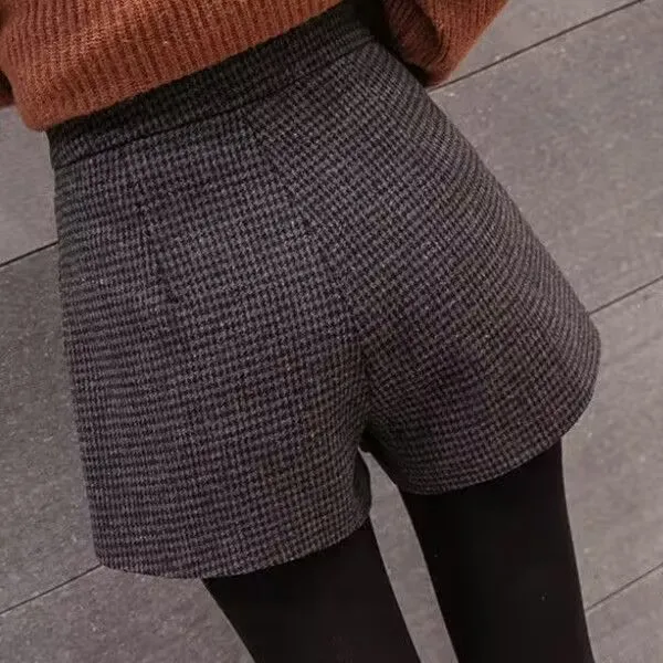 Short taille haute décontracté pour femme avec doublure, Ulzzang Plaid, Streetwear All-Match, Collection étudiante, Basique, Automne, Hiver, 2023