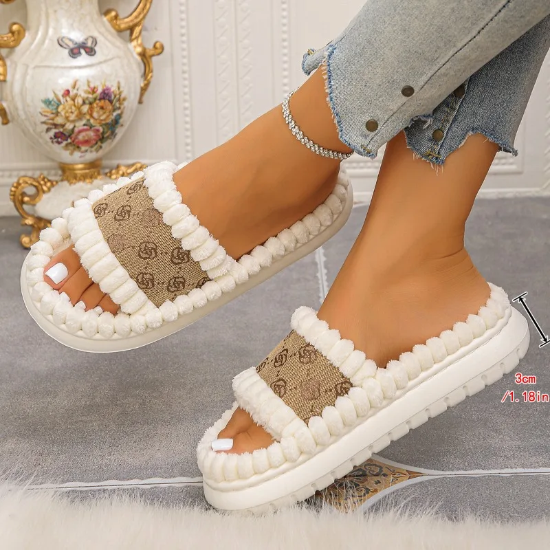 

Платформа, плюшевые хлопковые туфли для мытья полов, новые зимние нескользящие износостойкие туфли на каблуке с круглым носком и открытым носком