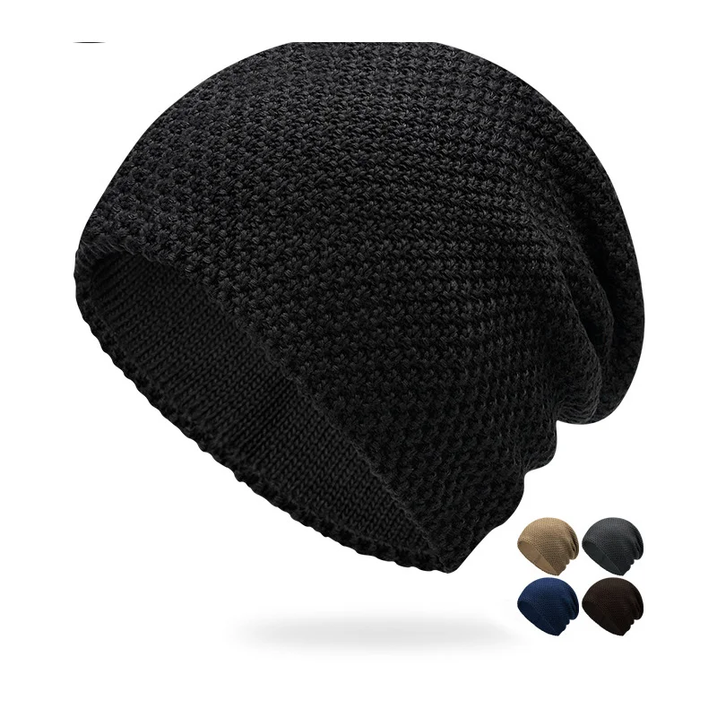 Man big head big plus size beanie winter warm knitted hats unisex fashion skullies cap skiing bomber Earflaps hat