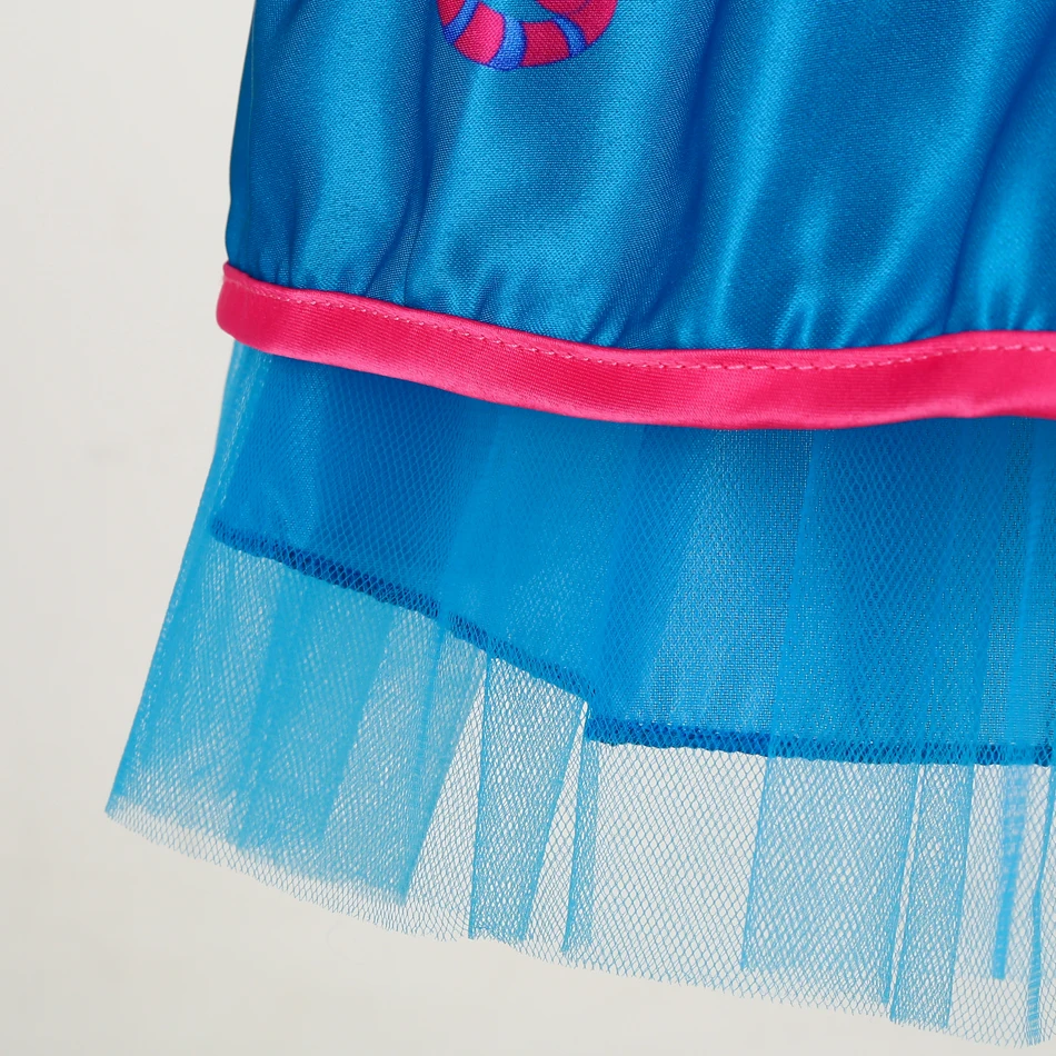 Mirabel-Kleid für Mädchen, ärmellos, Spitzenkragen, bunter Blumendruck, Tüll-Partykleid für Fiesta, Karneval, Geburtstag, Auftritt – Detail 9
