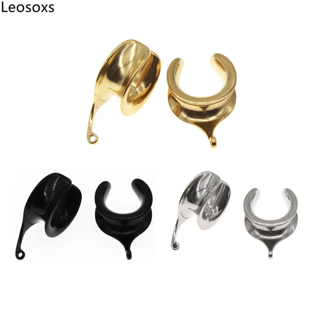 Leosoxs 1 Pair Stainless Steel DIY Saddle Ear Gauges Expander 6-30mm Ear Plugs Tunnels Piercing Fashion Jewelry New