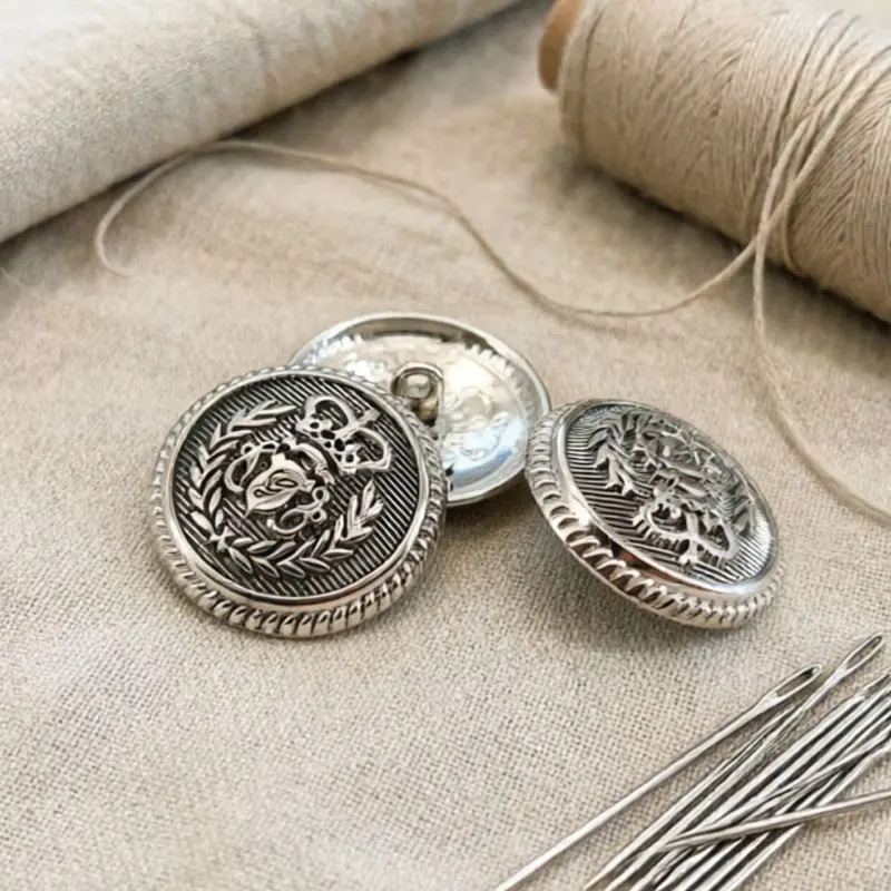 Vintage Britische Metallknöpfe mit Weizenkronen-Design, Uniformknöpfe zum Annähen für Blazer, Mäntel, Schuluniformen, DIY-Bekleidungszubehör – Detail 3