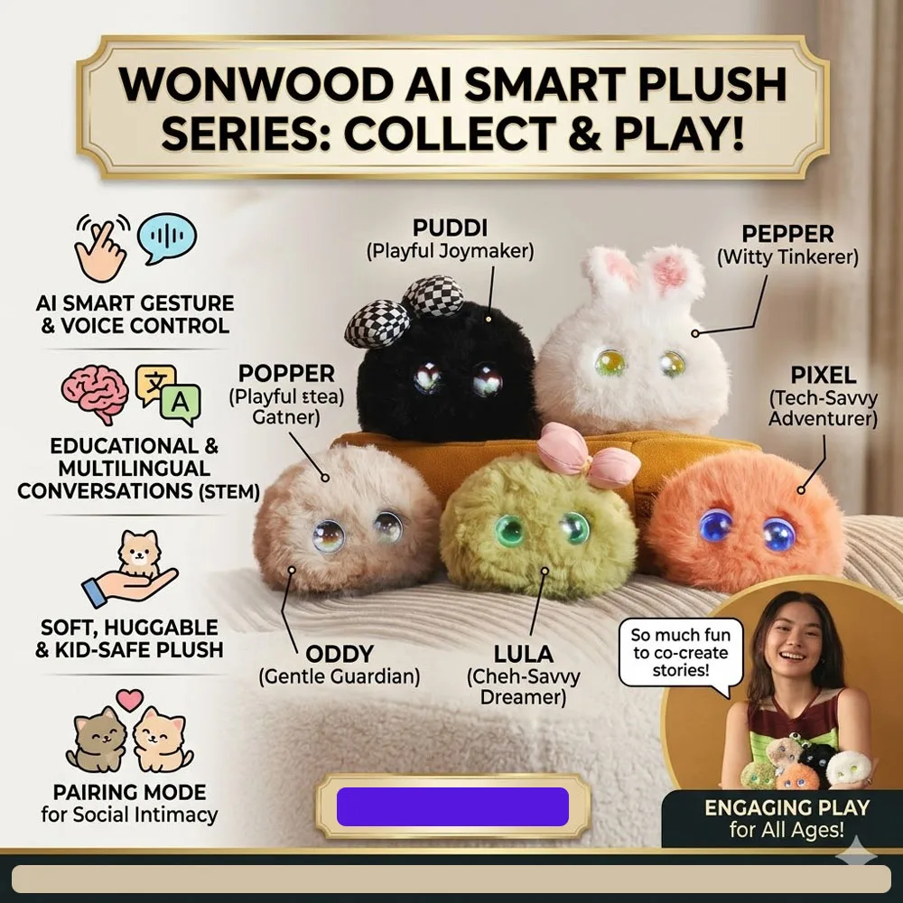 

Cute AI Stuffed Animal,Robot Pet with Expressive Eyes Pair Mode,Talking Dolls That Can Tell Stories Birthday Gift for All Ages