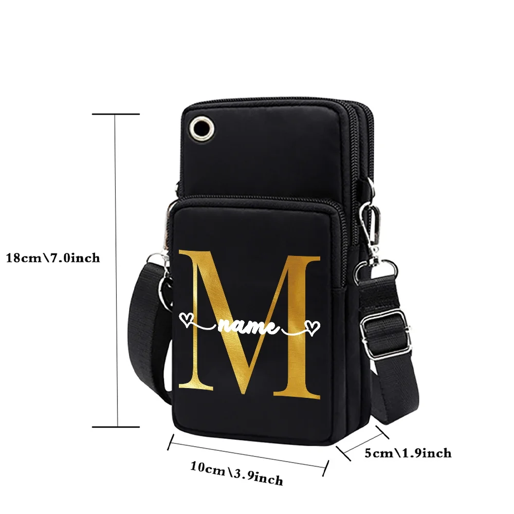 Personalized Customized Slung Mobile Phone Bag Multi-layer Zipper Crossbody Bag Business Travel Sports Bag