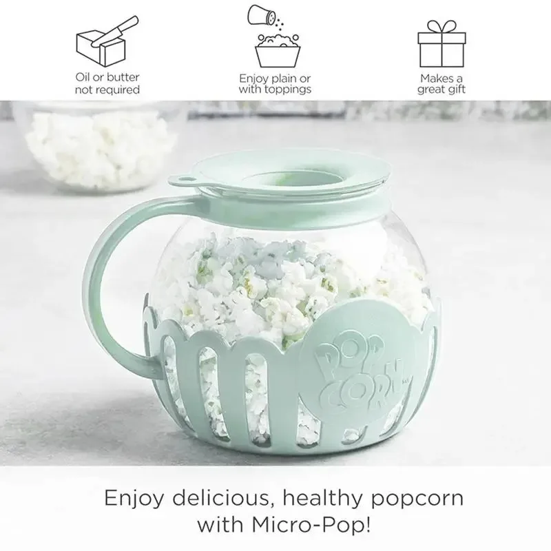 2025 New Popcorn Maker Microwave Snack Popcorn Air Poppers 2.25 Quart Popcorn Bowl Borosilicate Kitchen Accessories