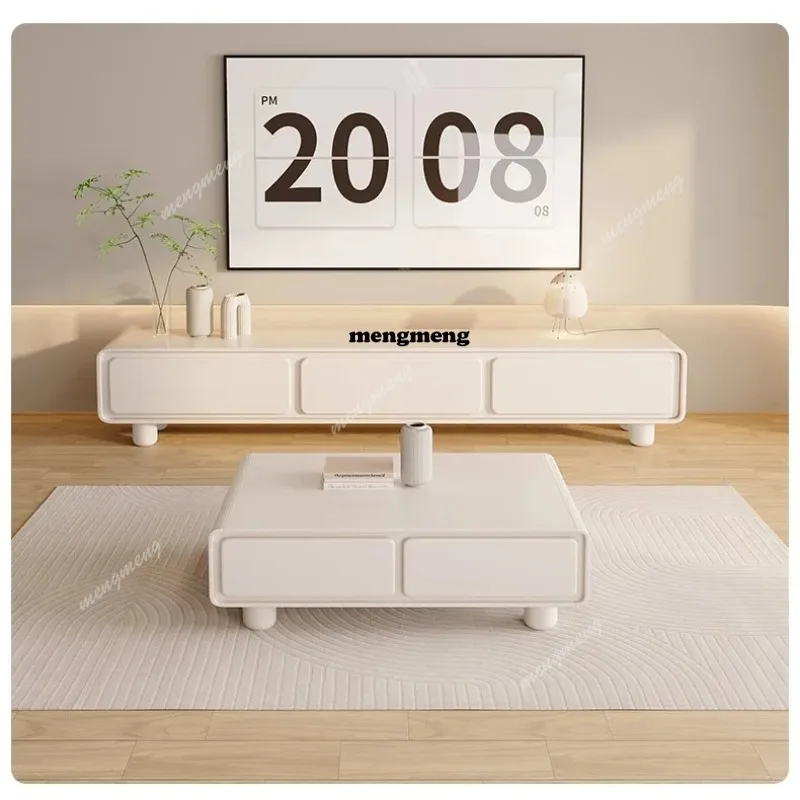 

White Nordic Design Tv Stand Modern Drawers Storage Universal Home Tv Stands Coffee Table Set Meuble De Television Furniture