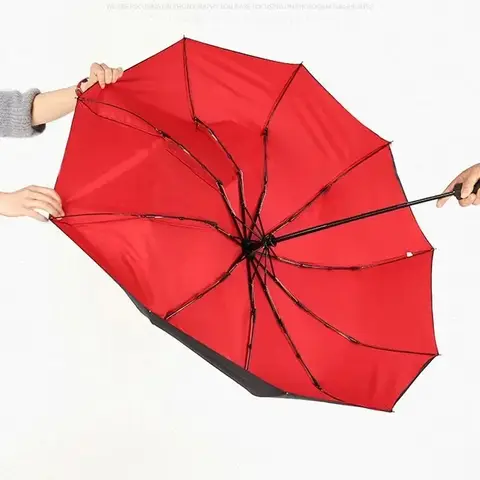 Windproof Automatic Double Umbrella Rain 3Fold Folding Umbrella Female Male 10 Bone Luxury Umbrella Business Umbrellas Anti-UV