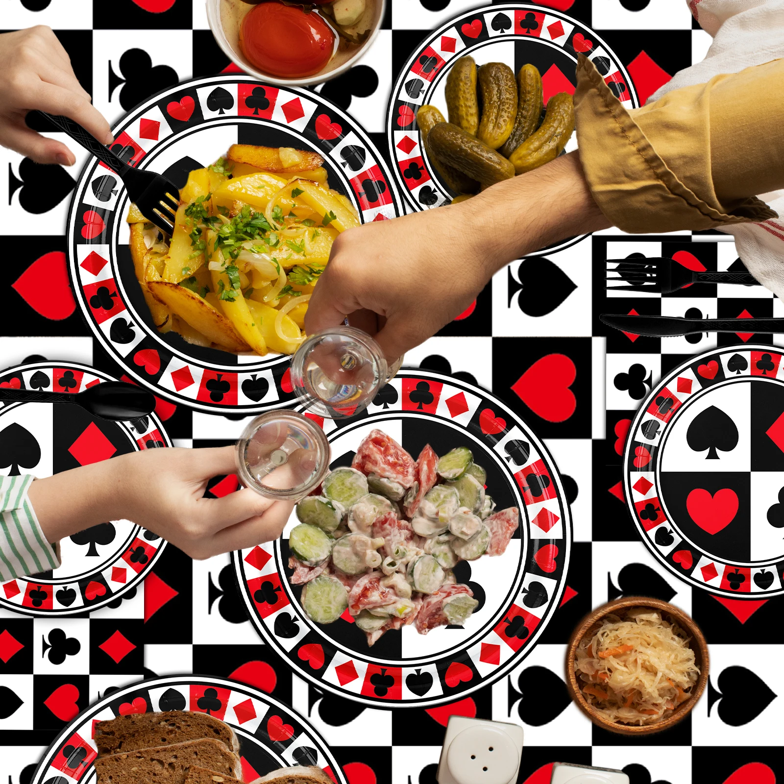 Mocsicka-telón de fondo para fiesta temática de Casino, juego de Decoración de cumpleaños, vajilla de póquer, globos de Casino, suministros de fotomatón, 269 piezas