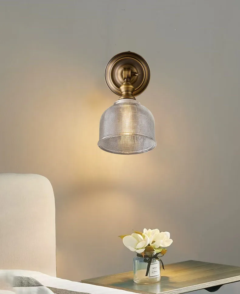 Old Copper Wall Lamp Clear Glass Indoor