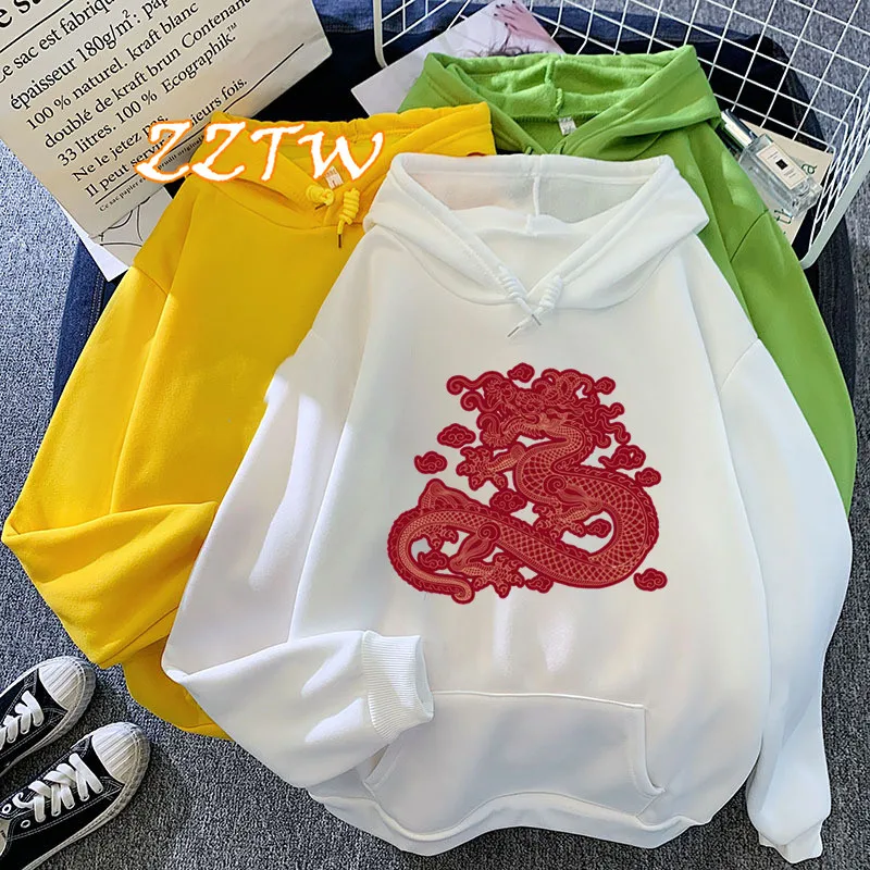 

Aesthetic Tops Dragon Print Long Sleeve Women hoodies Cute Hip ho kawaii women hoodie clothes oversized crewneck sweatshirts