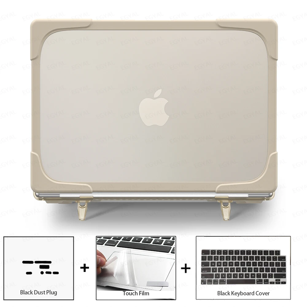 

For MacBook Pro 14 2026 M5 Cover Model A2992 Support foot mat Case with Dust Plug & Touch Film & Keyboard Cover for Pro 16 M4 m3