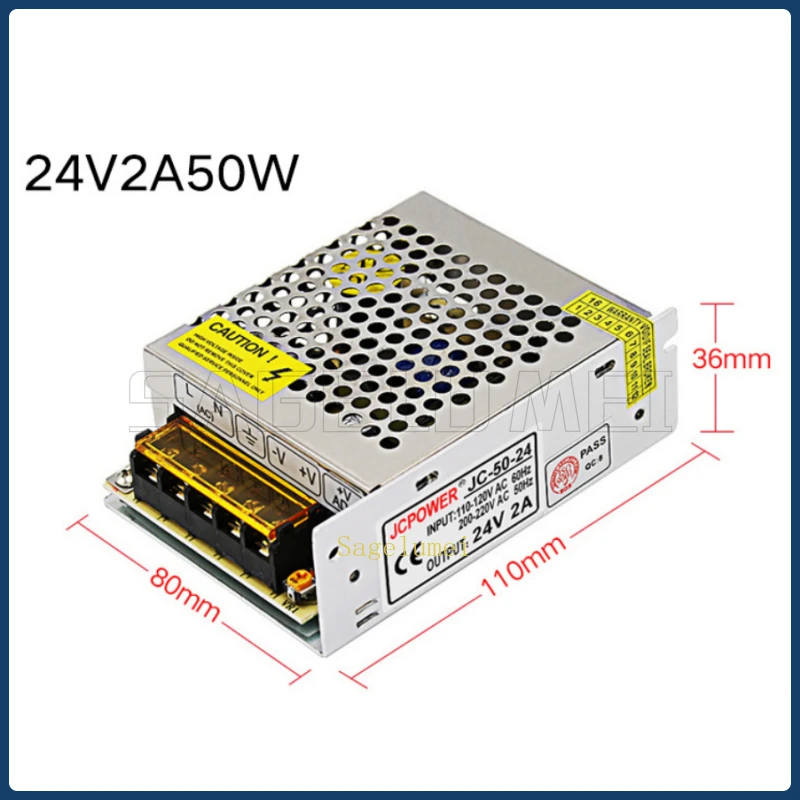 New LED Driver Lighting Transformer Mini AC/DC Switch Power supply 110V 220V AC to DC 24V 50W 2A Switching Power Supply Adapter