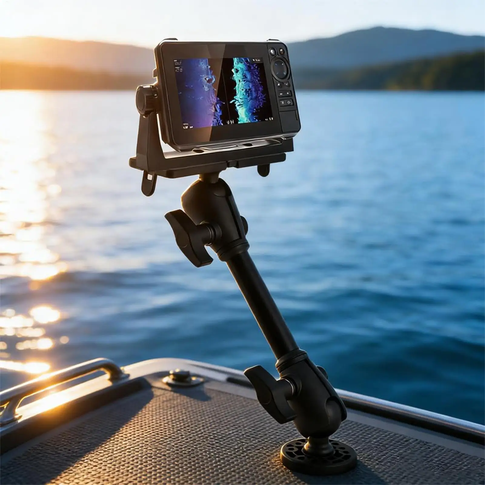 Fish Finder Transducer Mount 360 Degree Rotating Electronic Holder Fish Finder Mounting Brackets with Extended Rod for Boat