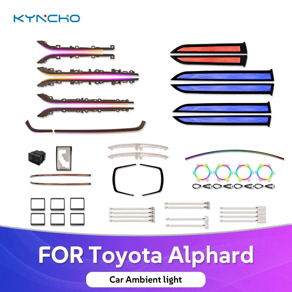 For Toyota Alphard 2015 2023 Car Ambient Light Symphony LED Auto Interior Lighting 64 Color Changing LED Auto Interior Lighting