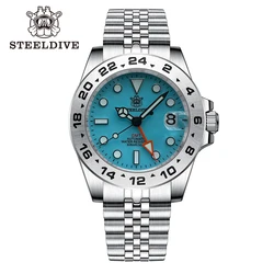 STEELDIVE Brand SD1992 G M T NH34 Movement Four Hands Sapphire Glass 300M Waterproof Super Blue Luminous Dive Watches Reloj