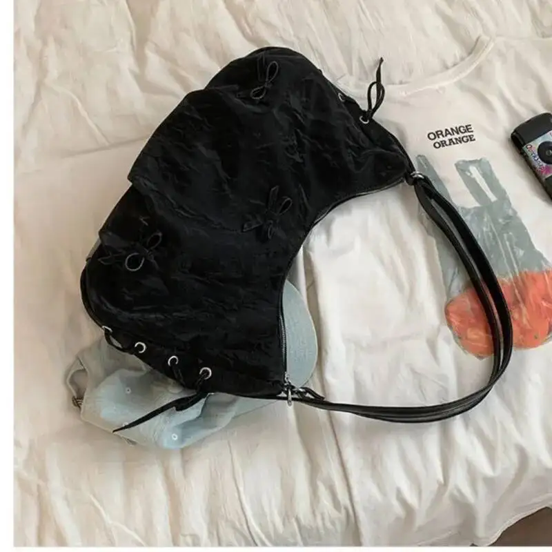 Bloom Fairycore Bow Green Y2k Shoulder Bags Women Hot Girls Casual Large Capacity Handbag Ladies Sweet Cute Backpack Aesthetic