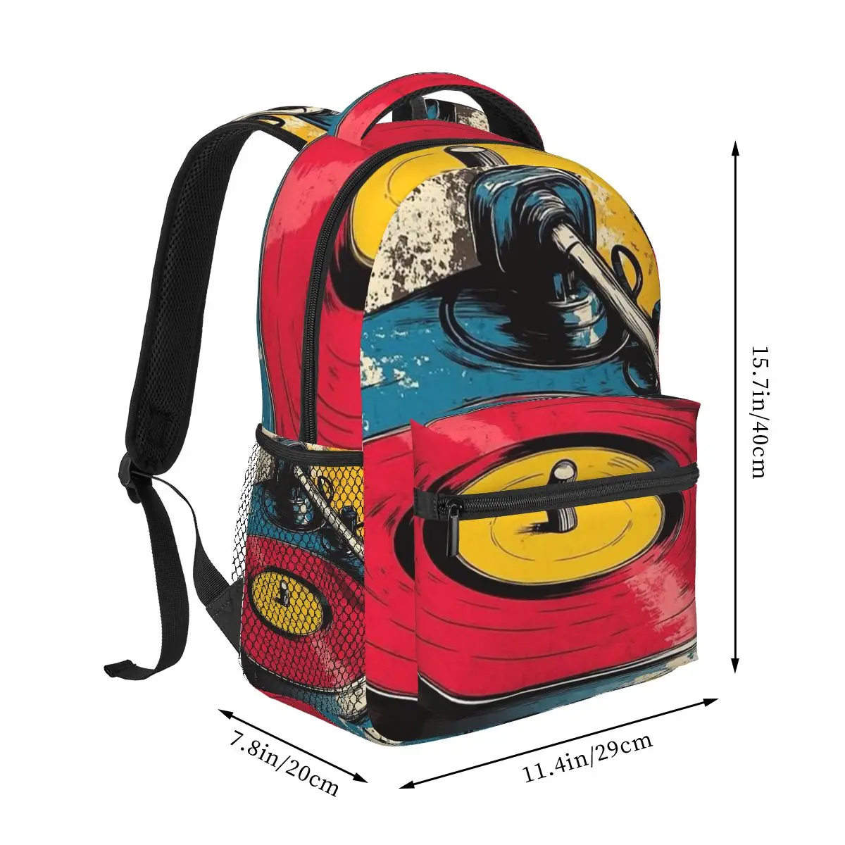 Vintage Record Player Vinyl Album Backpack Student Boys Girls BookBag Children School Bag Computer Shoulder Bags for Men Women