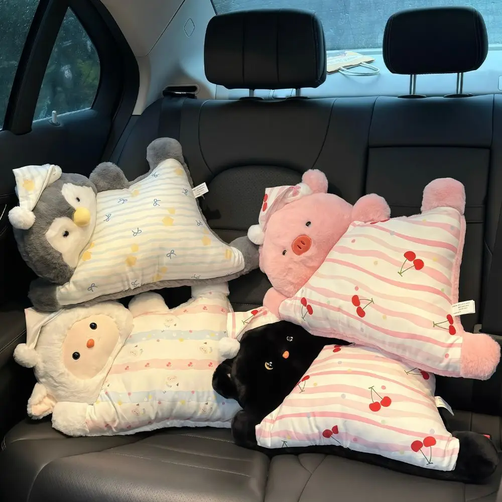 Waist Pillow Animal Plush Pillow Cute Pajama Sleeping Animal Stuffed Doll Black Cat Cartoon Penguin Plush Toy Home Sofa