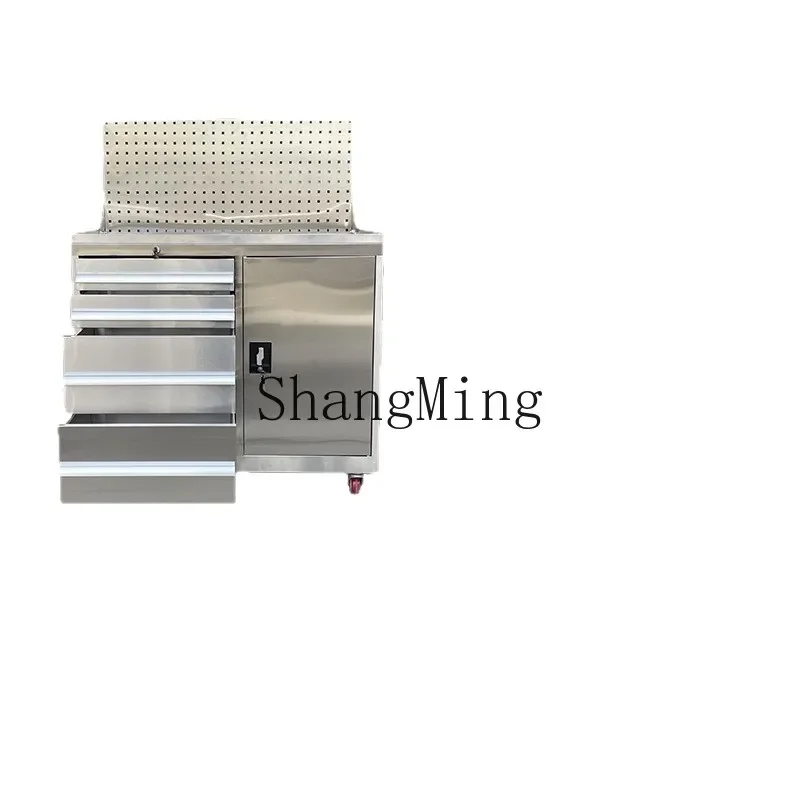 

Тележка для инструментов для ремонта механика FG Workshop с тормозной рабочей станцией, специальная ручная тележка, напольный шкаф для инструментов из нержавеющей стали