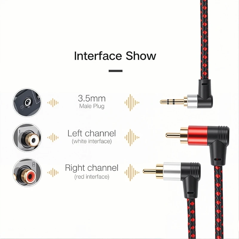 U55B Desktop Hookup 3.5mm Cable with 3.5Mm to 2RCA Connectors Cable for Offices