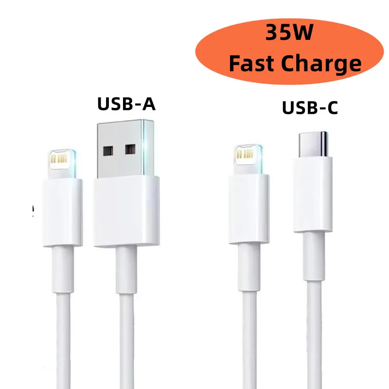 Cable de carga rápida de 0,2 m, 1m, 1,5m, 2m, 3m, 35W para Apple iPhone 14 13 Pro Max 11 12 mini X XR XS Max 7 8 Plus tipo C línea de USB-C rápida