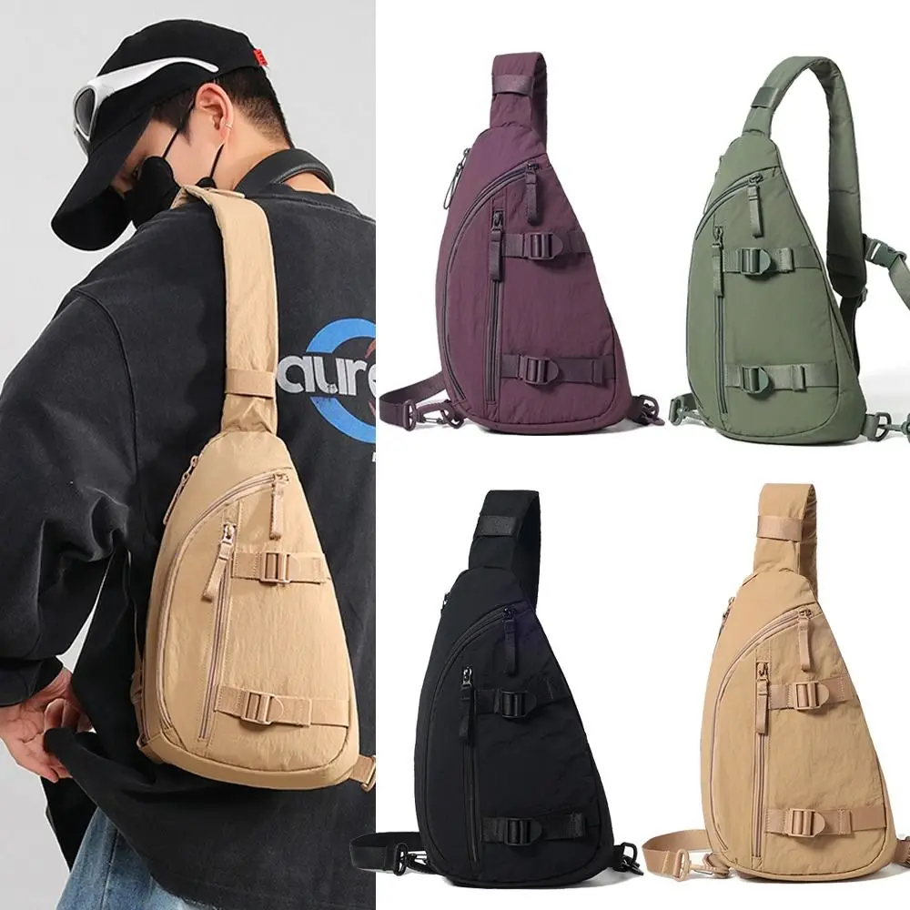 Lightweight Chest Bag Large Capacity Multiple Compartments Sport Sling Bag Washed Nylon Waterproof Nylon Travel Shoulder Bag